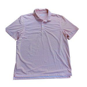 Vineyard Vines Performance orange white striped golf polo shirt size XL
